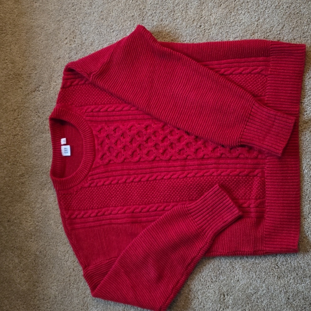 Gap red cable sweater